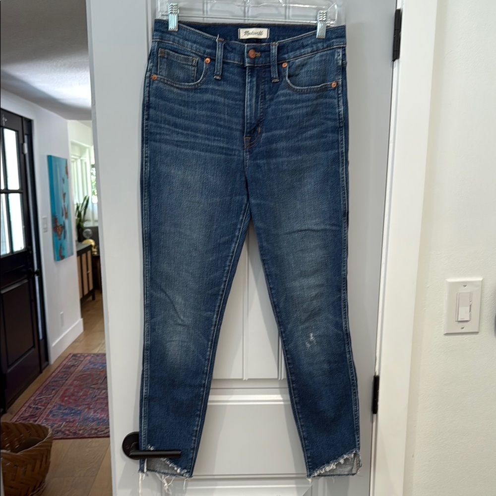 Madewell Blue Skinny Jeans with Faded Details
